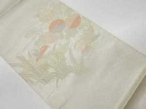 リサイクル　流水に鴛鴦・花模様織出し袋帯